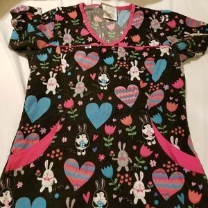 Easter print scrub top